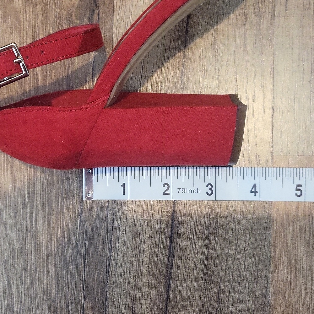 WORTHINGTON Red Wor Beckwith Faux Suede Open Toe 3 1/2" Ankle Strap Sandal - 8M - Picture 10 of 10